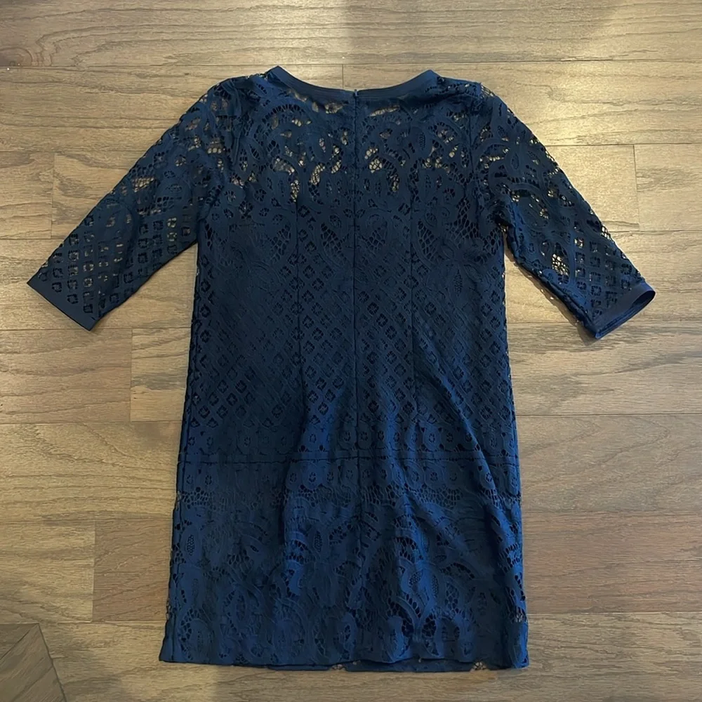 LOFT Petite Navy Lace Dress - Size 0P - Picture 2 of 9